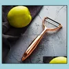 Fruktgrönsaksverktyg 60st högsta kvalitet Zinklegering Peeler Rose Gold Super Sharp Potato Apple Morot SN2095 Drop Delivery Home Gard DHDF7