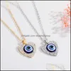 Hangende kettingen Colorf Turks kristal kwaad blauwe ogen ketting goud sier kleur 14 mm geometrische circar munt sleutelbeen Lucky Protectio DHDSM