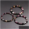 Beaded Strands Natural Mix Tourmaline Bracelet Stone 6Mm 8Mm 10Mm Bead Quartz Women Men Fashion Semiprecious Jewelry Giftbeaded Drop Dh68L