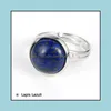 الفنون والحرف 12 ملم الحجر الطبيعي حلقة بيضاء الأزرق الأزرق الفيروز Opal Pink Crystal شقرا مفتوحة للنساء المجوهر