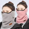 Berets 3 In 1 Velvet Neckerchief Plush Scarf Winter Warm Respirator Thick Wind Cold Proof Earmuffs Unisex Ski Riding Snood Face Cover