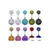 Navel Bell Button Rings Sexy 316 L Surgical Steel Double Gem For Women Fashion Zircon Belly Bar Ring Body Piercing Bars Jewelry Dr Dhcrm