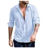 Men's Casual Shirts Fashion Men Long Sleeve Striped Printed Turn-down Collar Button Hawaiian Breathable Shirt Blouse Camisa Masculina