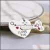 Pendant Necklaces I Love You Heart Necklace Keychain Jewelry Set For Women Couple Romantic Key Shape Lover Gift Wholesale Drop Deliv Dhf2D