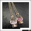 Pendant Necklaces Super Cute Lucky Cat Eye With Pearl Necklace Female Clavicle Chain Bow Whole Sqctpo Homes 718 T2 Drop Delivery Jew Dh5Dx