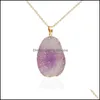 Pendentif Colliers Mode Brillant Druzy Irregar Naturel Cristal Quartz Pierre Chaînes En Or Pour Les Femmes De Luxe Bijoux Cadeau En Bk Drop Deli Otncp