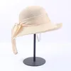 Breda brim hattar sommar båge band solen hatt panama kvinnors mössa bonnet strand strå hattswide davi22