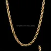 Chains Bk 18K Gold Plated For Women Men M Twisted Rope Choker Necklaces Jewelry Size 18 20 22 24 30 Inches 289 G2 Drop Delivery Penda Dhbj9