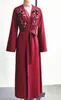 Vêtements Ethniques Donsignet Rouge Foncé Appliques Diamant Robe Musulmane Arabe Cardigan Ouvert Kimono Mode Femmes Moyen-Orient Abaya Turquie Robe