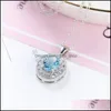 Pendant Necklaces 2021 Est Arrival Blue Crystal Glass Round Gemstone Necklace For Women Sier Stainless Steel Chain Fashion Wedding J Dhxrh