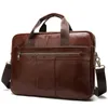 BROCKASES MEN Office Business Shoulder Bag äkta läder Executive Portcase Luxury Laptop Quality