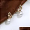 Stud Fashion Jewelry S925 Sier Post ￶rh￤ngen ih￥lig vinkelvinge faux p￤rla leverans dhnio