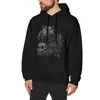 Moletons masculinos Man Sorthirt Night Watcher Skull Purificado Algodão Esqueleto Cinza Morte Gótico Dark Horror Goth Moda Pullovers