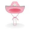 Berets Pink Cowgirl Hat Sparkling Sequins Trim For Halloween Dress Up Party Supplies