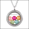 Lockets Moda Big Pearl Jaula Locket Colgante Collar para Mujeres Elefante Cruz Búho Árbol Memoria Viva Perlas Vidrio Magnético Flotante Otwc6