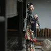 Etniska kläder kimonos kvinnor traditionella yukata aftonklänning vintage blommor kimono klänning ädla geisha cosplay kostymer klassiska mantel