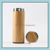 Tumblers Bamboo Tumbler With Tea Infuser Strainer 17Oz Stainless Steel Water Bottle Insated Travel Mug Mesh Filter Sn1828 Drop Deliv Dhzhz