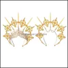 Barrettes à cheveux Barrettes E56A Lolita Double couche Couronne Hoop Gothic Bandeau Metal Godness Bandeaux Halloween Costume DIY Tiara Mat26 Otpds