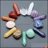 Arts et artisanat 7 Chakra Set Reiki Ornements en cristal de pierre naturelle Colonnes hexagonales Irregar Rock Quartz Yoga Energy Bead Healing Ar Dhmcl