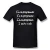 Мужские рубашки T Я программист написать код смешной юмор рубашка негабаритный хлопок с коротким рукавом для мужчин