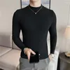 Men's Sweaters Winter Mock Neck Pullover Korean Knitted Sweater Men 2023 Fashion Slim Fit Striped Luxury Long Sleeve Pull Jumper