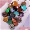 Konst och hantverk Natural Stone 20mm Heart Tigers Eye Opal Pink Quartz Star Healing Pendants Charms DIY f￶r smycken Tillbeh￶r som g￶r Dhzuu