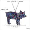 Pendentif Colliers Colorf Double Face Acrylique Impression Chat Chien Dragon Cheval Chameau Collier Pour Femmes Costume Chandail Chaîne À La Main A Otlyl