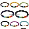 Perles Strands 7 Chakra Charm Yoga Perles Bracelets Pour Femmes Hommes Lava Rock Oeil De Tigre Ambre Turquoise Améthyste Lapis Lazi Naturel S Otjzp