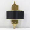 مصابيح الجدار ما بعد الحداثة غرفة المعيشة مصباح LED E14 Black Shade Gold Metal Bedroom Bedside Light Scridor Sconce