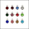 Charms 12Pcs/Lot 12 Colors Birthstone Necklace Pendant Hang Fit For Chain Diy Jewelry 518 Q2 Drop Delivery Findings Components Dhnru