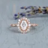 Bröllopsringar utsökta rosguldfärg oval snitt zirkonförlovningsring prinsessa jubileum smycken charm älskares gåvor