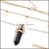 Collane con ciondolo Casual Semplice Collana girocollo con stella e luna Pietra naturale Pendenti con colonna esagonale Fashion Crystal Women Drop Deliver Otvoi