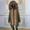 Damen Pelz Faux Natur Mantel Große große Kragen Kapuze dick warm echtes Futter abnehmbare Winterjacke StreetwearDamen DamenDamen