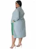 Robes décontractées grande taille femmes chemise rayée Robe automne à manches longues col rabattu lâche élégant Vestidos Midi fête Femme Robe