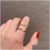 Cluster Rings Trendy Style Shiny Zirconia Open Ring Women Simated Pearl Geometric Finger Elegant Charm Hand Jewelry Accessories Drop Dhttj