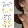 Boucles d'oreilles INZAReal 925 en argent Sterling Zircon coeur étoile spirale ligne croix or 14K pour la mode femmes Punk bijoux fins