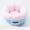 Chat Lits Meubles Nuage Nid Hiver Lit Maison Chaude Antibiting Coton Doux Et Confortable Rond Tout Au Long Des Années1 Drop Delive Dh4Uf