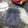 Wallets 2023 Ladies Bag Rex Fur Mobile Wallet Smart Phone Shoulder Strap Handbag Leisure Plush Messenger