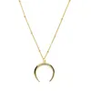 Kedjor Toppkvalitetspärl Delikat kedja 925 Sterling Silver Gold Color Horn Crescent Moon Pendant Women Dainty NecklaceCheins