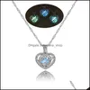 Pendant Necklaces Luxury Luminous Mom Heart Open Glow In The Dark Beads Cage Locket Charm Sier Chains For Women Ladies Mothers Day J Otyc5