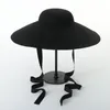 Wide Brim Hats Retro Dome Wool Cap Black Ribbon Tie Top Fedora Stage Styling Hat