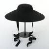 Chapeaux à bord large rétro capuchon de laine Black Ribbon Top Top Fedora Stage Styling Style