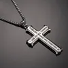 Pendant Necklaces WAWFROK Stainless Steel Men Bible Letter Cross Necklace For Jesus Christ Long Chain Initial 2 Colors
