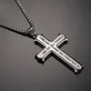 Pendentif Colliers Wawfrok Acier inoxydable Hommes Bible Lettre Croix Collier pour Jésus Christ Longue chaîne initiale 2 couleurs