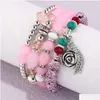 Beaded Bohemian Fashion Jewelry Colorf Strands Armband Handmade Mti Layer Tassels Beads Rose Pendant Charms Armband Drop Delivery Dhzxc