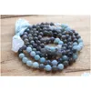 Anhänger Halsketten Natürliche Labradorit 108 Mala Perle Meditation Halskette Yoga Schmuck Quaste Hand Geknüpfte Gebet Drop Lieferung Anhänger Dhrdj