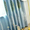 リビングルームのためのカーテンノルディックカーテングリーンプラントリーフシンプルなモダンな肥厚完成品のカスタマイズ