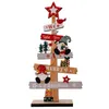 Kerstdecoraties Vintage houten desktopboom Diy Decoratieborden Plaque Classic Santa Claus Snowman