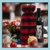 Altri articoli per feste per eventi Plaid Bottiglia di vino di Natale Er Decorazione natalizia Sacchetto regalo Dstring Supporto rosso champagne Sn2883 Drop Delive Dhe5V