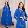 Ethnic Clothing Muslim Women Long Dress O Neck Eid Mubarak Embroidered Abayas Islam Robe Arab Turkey Marocain
